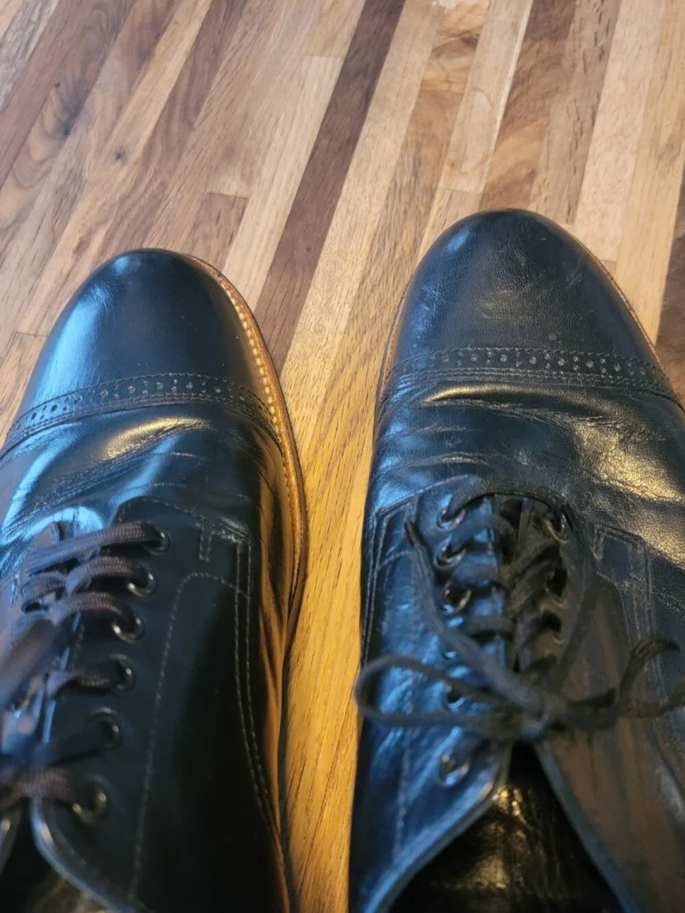 Stacy Adams Black Leather Lace Up Dress Cap Toe Oxford Shoes